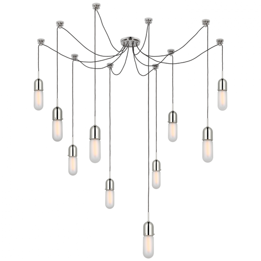 Junio Chandelier, 10-Light, Polished Nickel, 25"H (TOB 5645PN-FG-10 D33F6)