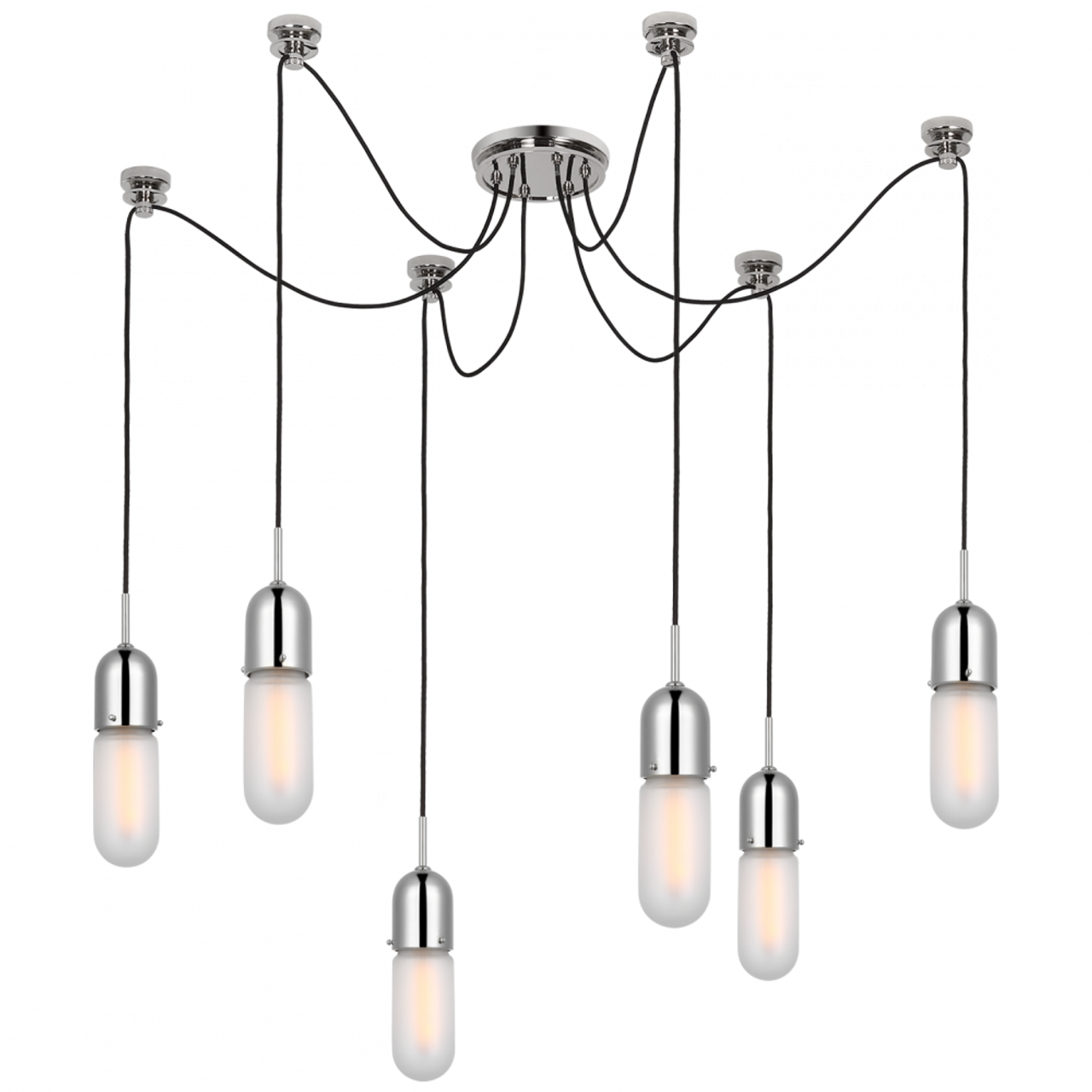 Junio Chandelier, 6-Light, Polished Nickel, 25"H (TOB 5645PN-FG-6 D33FA)