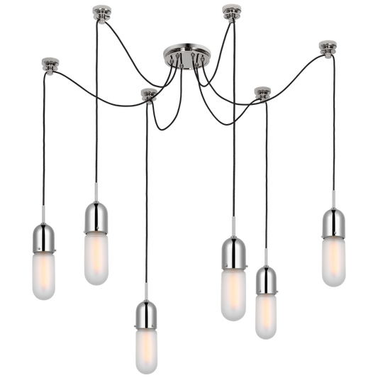 Junio Chandelier, 6-Light, Polished Nickel, 25"H (TOB 5645PN-FG-6 D33FA)