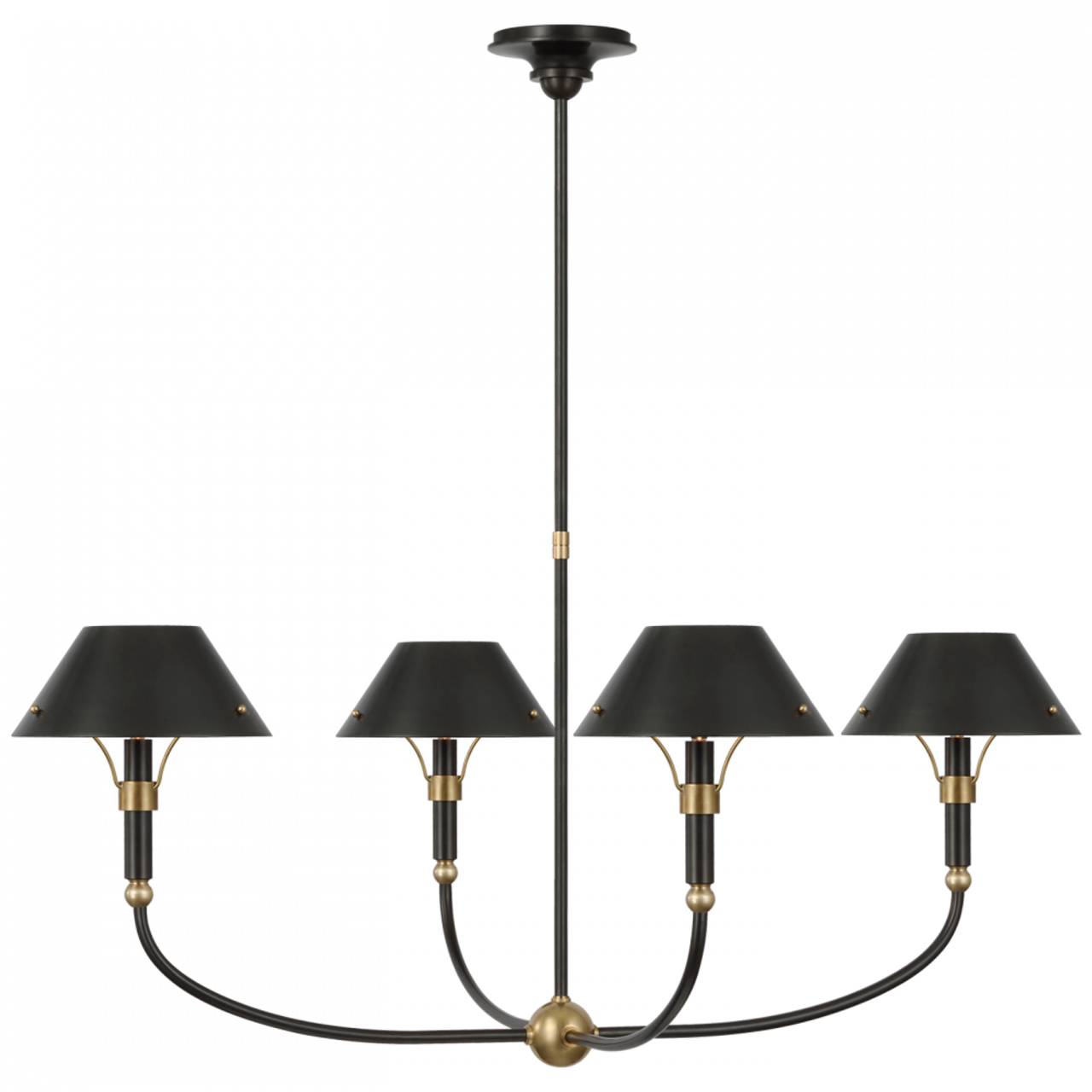 Turlington Arched Chandelier, 4-Light, LED, Bronze, Hand-Rubbed Antique Brass, Bronze Shade, 40"W (TOB 5725BZ/HAB-BZ D03TC)