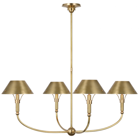 Turlington Arched Chandelier, 4-Light, LED, Hand-Rubbed Antique Brass, Hand-Rubbed Antique Brass Shade, 40"W (TOB 5725HAB-HAB D03QF)