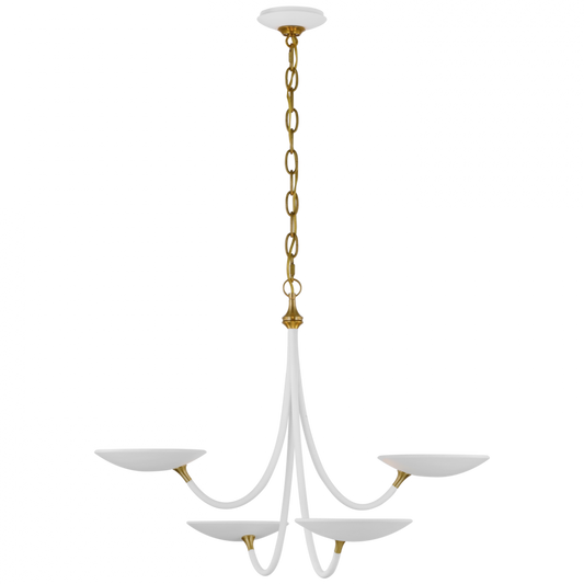 Keira Medium Chandelier - Hand-Rubbed Antique Brass and Matte White