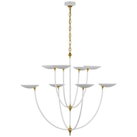 Keira XL Chandelier - Hand-Rubbed Antique Brass and Matte White