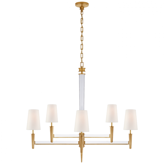 Lyra Two Tier Chandelier, 8-Light, Hand-Rubbed Antique Brass, Linen Shade, 42.5"W (TOB 5943HAB-L CPZQ8)