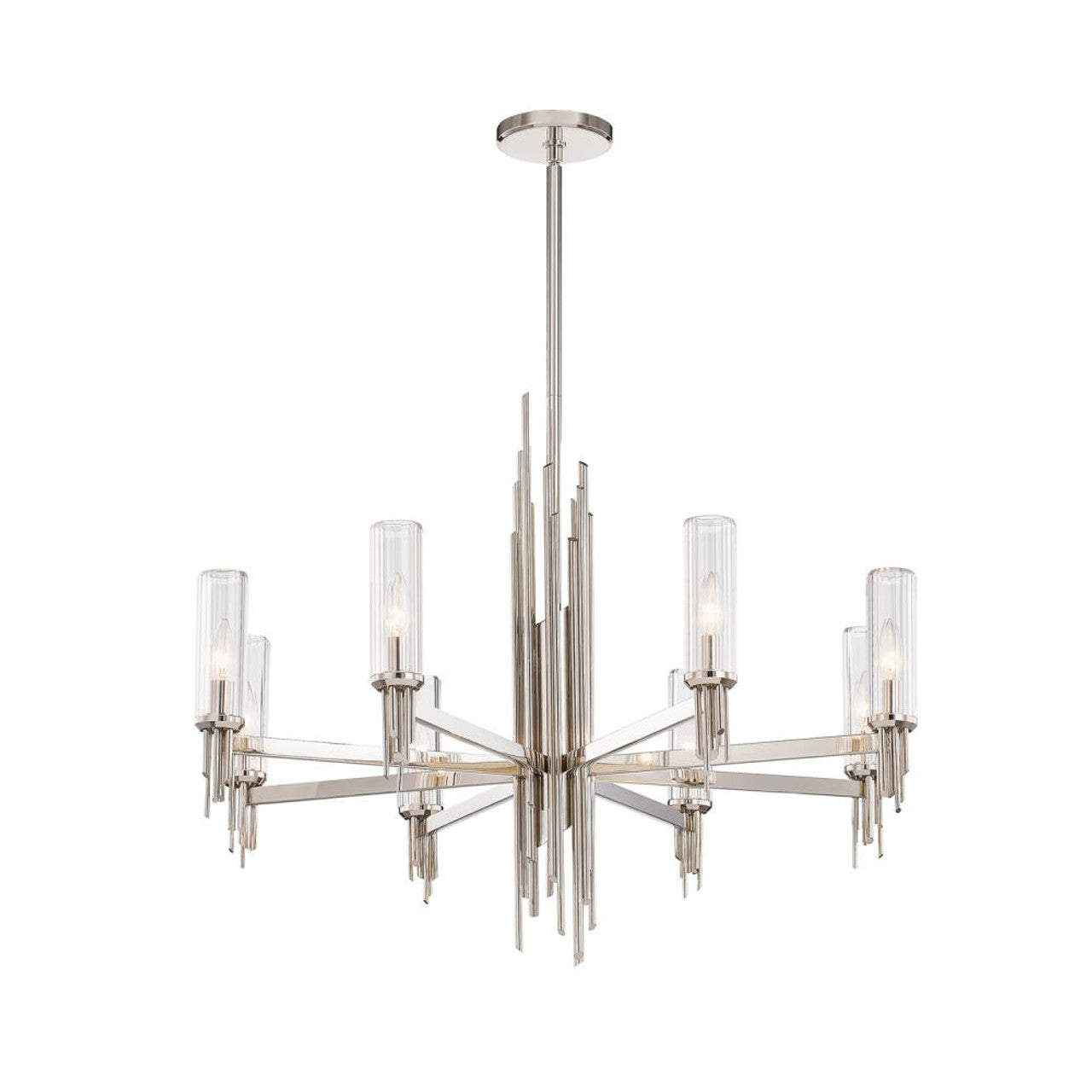 Torres Chandelier, 1-Light, Polished Nickel, Ribbed Glass, 36.13"D (CH335836PNCR 706WPCN)