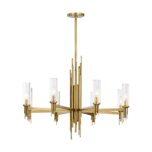 Torres Chandelier, 1-Light, Vintage Brass, Ribbed Glass, 36.13"D (CH335836VBCR 706WPCP)