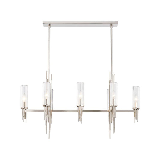 Torres Linear Pendant, 6-Light, Polished Nickel, Ribbed Glass, 38.25"L (LP335838PNCR 706WPCR)