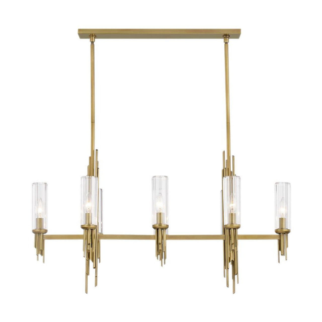 Torres Linear Pendant, 6-Light, Vintage Brass, Ribbed Glass, 38.25"L (LP335838VBCR 706WPCT)