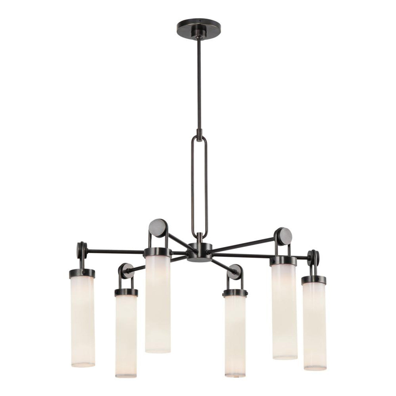 Wynwood Chandelier, 6-Light, Urban Bronze, Glossy Opal, 32.13"D (CH355632UBGO 7072XKR)