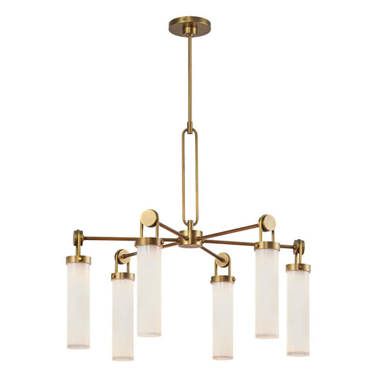 Wynwood Chandelier, 6-Light, Vintage Brass, Glossy Opal, 32.13"D (CH355632VBGO 7072YHW)