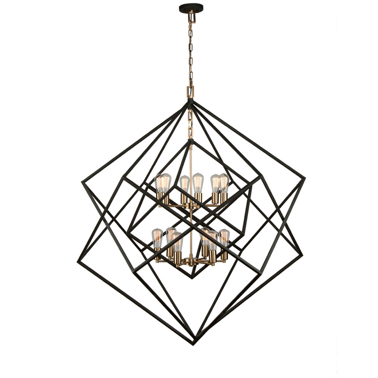 Artistry Chandelier, 12-Light, Matte Black, Satin Brass, 47"W (AC11112 3403ZZZ2)