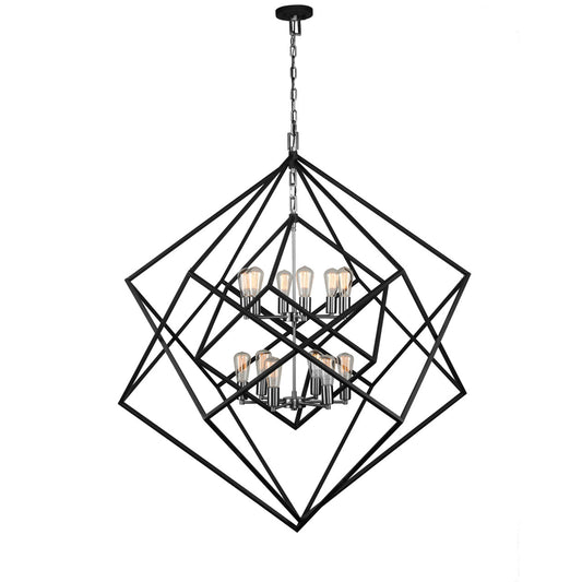 Artistry Chandelier, 12-Light, Matte Black, Polished Nickel, 47"W (AC11112PN 3403ZZZ3)