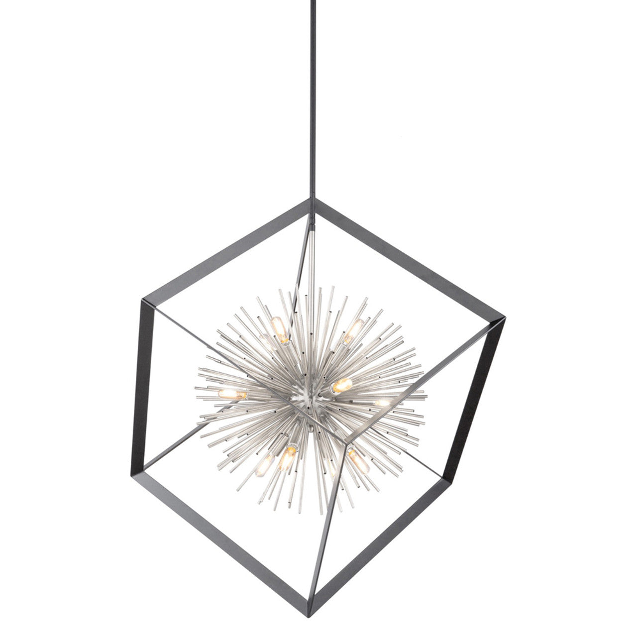 Sunburst Chandelier, 12-Light, Matte Black, Chrome, 37"W (AC11441CH 340400ZE)