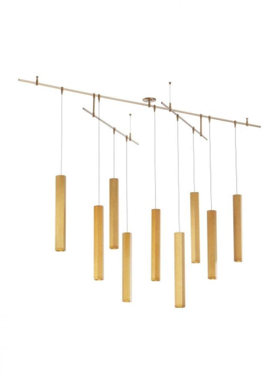 Blok Large Chandelier, 9-Light, LED, Aged Brass, 96"L (700BLKL9R-LED930R 70PGHHE)