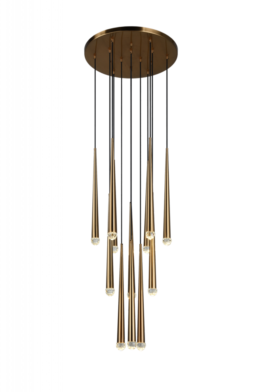 Renaie Pendant, 12-Light, LED, Brass, Aged Gold Brass, 24"H (C62712AG 305UT7V)