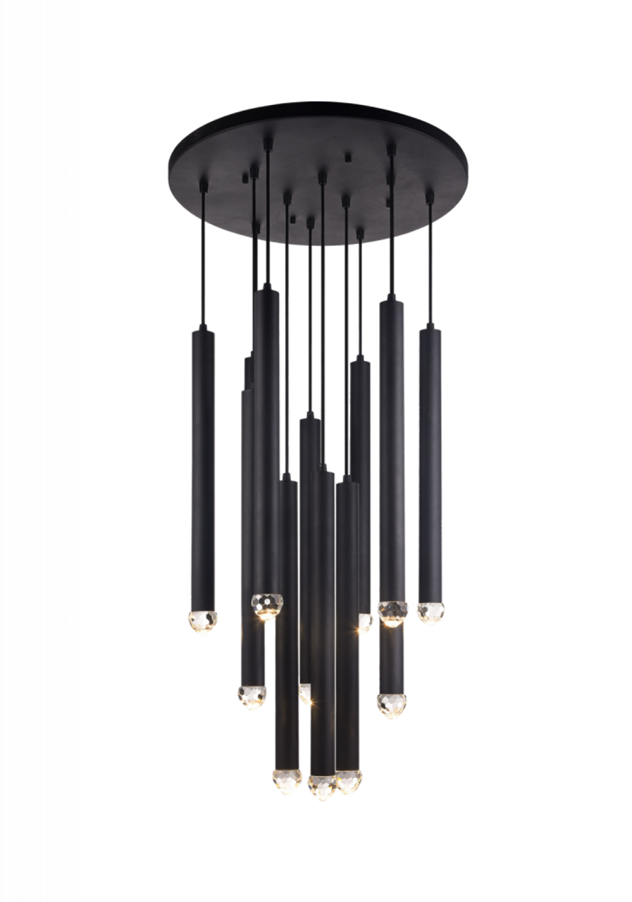 Reign Pendant, 12-Light, LED, Black, Matte Black, 24"H (C78312MB 305XK2Y)