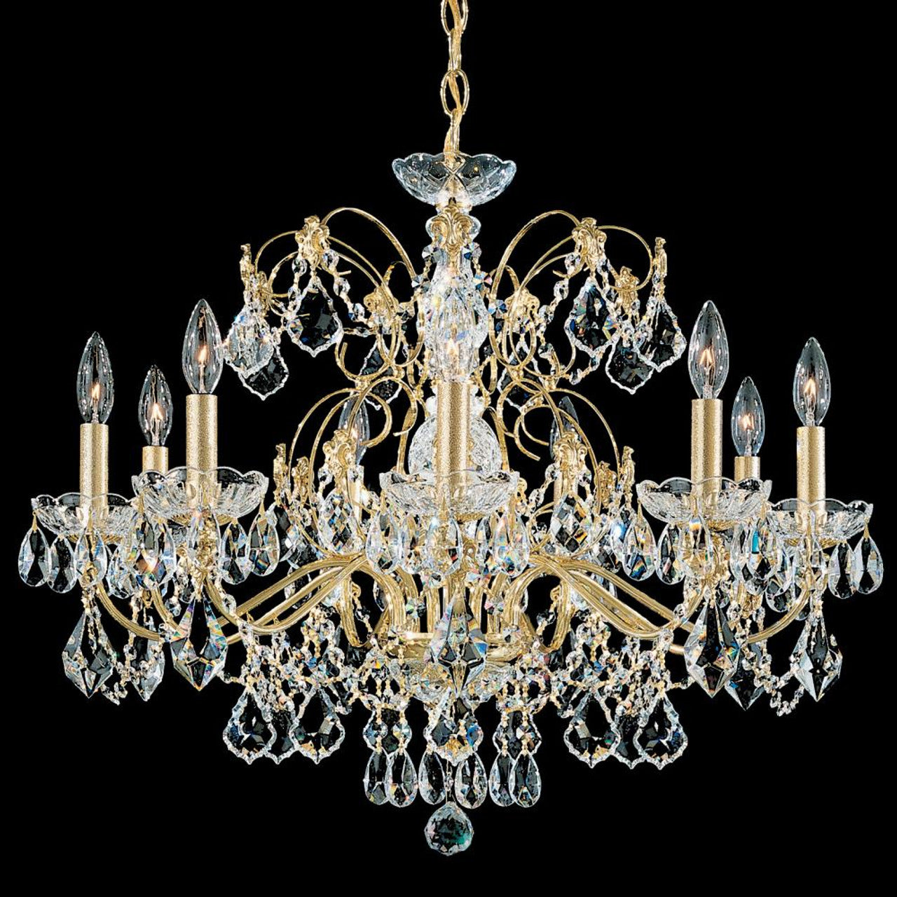 Century Chandelier, 9-Light, Etruscan Gold, Clear Heritage Crystal, 26"W (1709-23 1HPVG3)