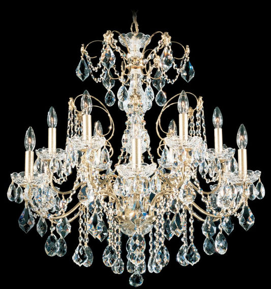 Century Chandelier, 12-Light, Antique Silver, Clear Heritage Crystal, 30"W (1712-48 180WXE)