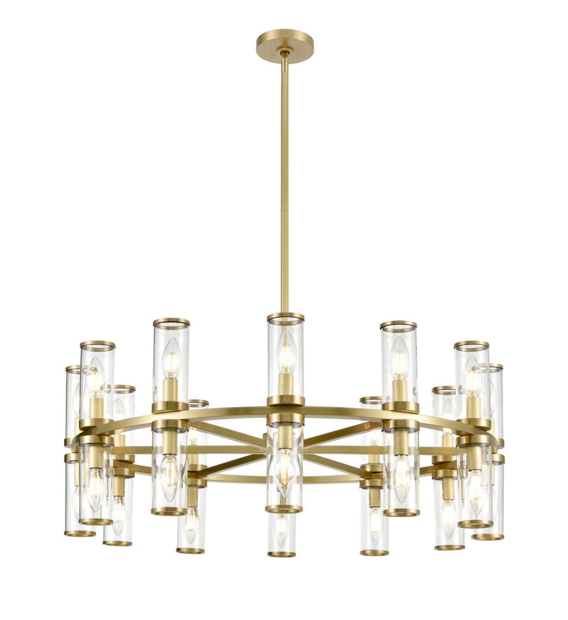 Revolve Candelabra Chandelier, 24-Light, Natural Brass, Clear Glass, 32.75"D (CH309024NBCG 706TLR6)