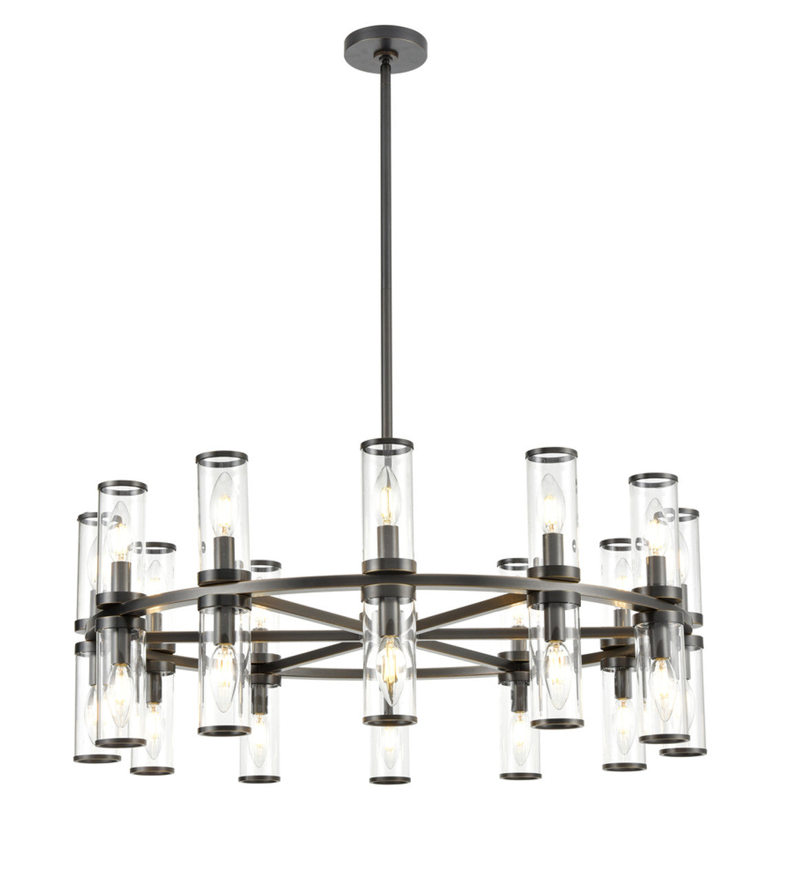 Revolve Candelabra Chandelier, 24-Light, Urban Bronze, Clear Glass, 32.75"D (CH309024UBCG 706TLR7)