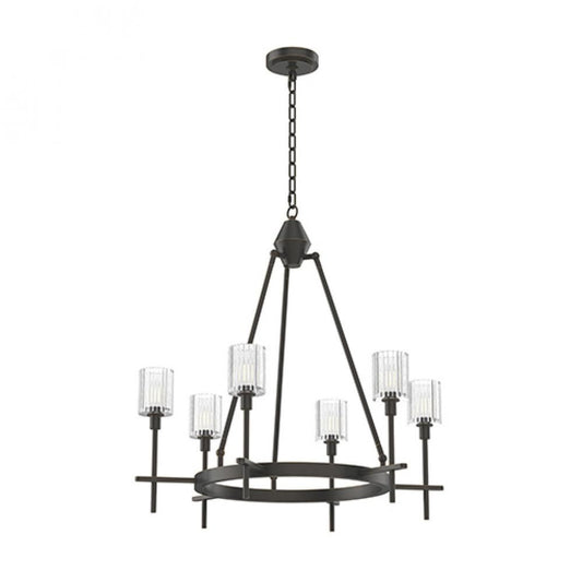 Salita Candelabra Chandelier, 6-Light, Urban Bronze, Ribbed Crystal, 28.5"D (CH314306UBRC 706TPMH)