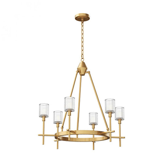 Salita Candelabra Chandelier, 6-Light, Vintage Brass, Ribbed Crystal, 29.5"H (CH314306VBRC 706TPMK)