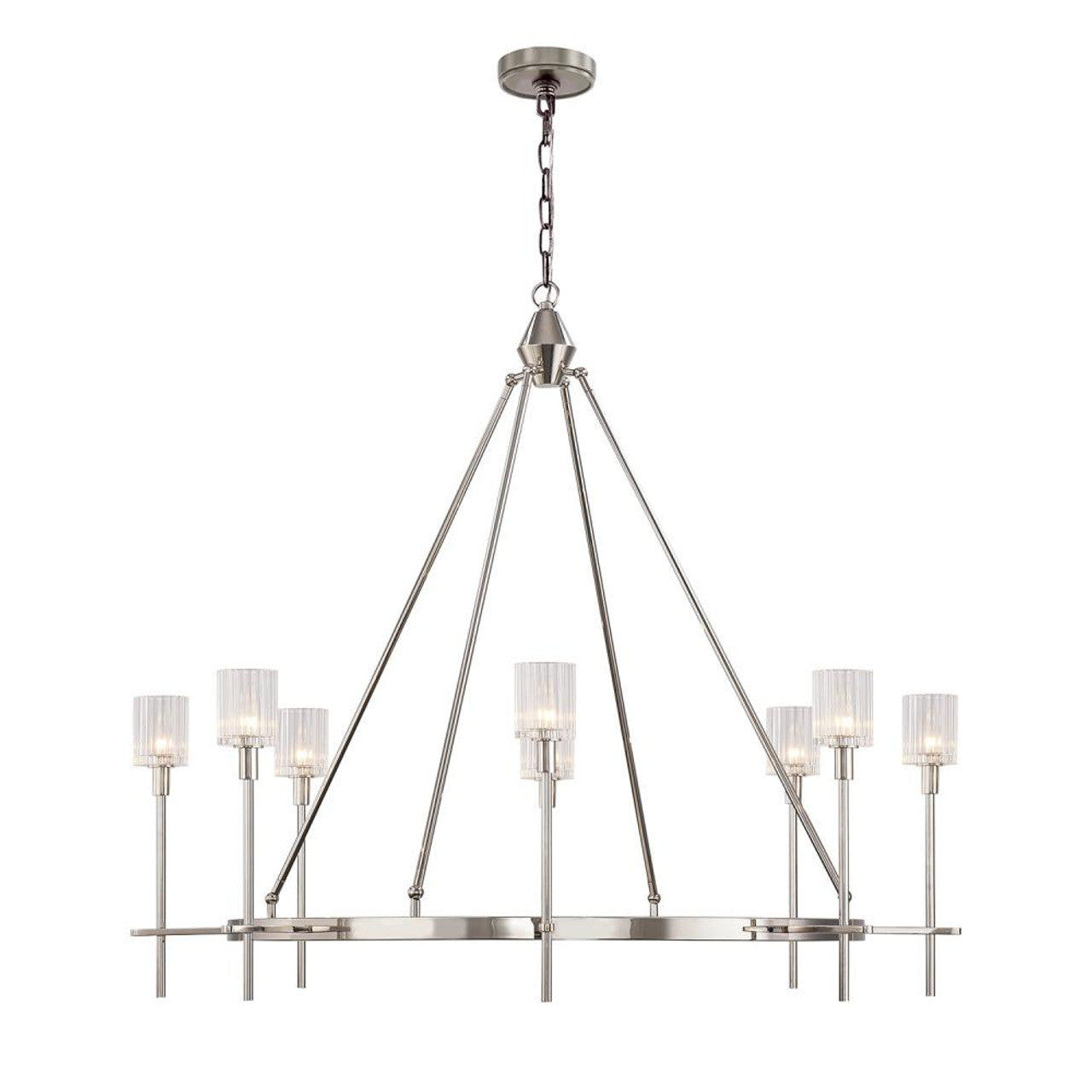 Salita Candelabra Chandelier, 8-Light, Polished Nickel, Ribbed Crystal, 46"D (CH314308PNRC 706TNN1)