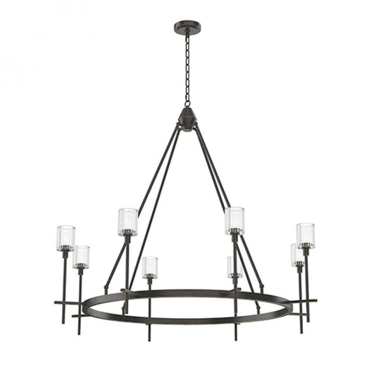 Salita Chandelier, 8-Light, Urban Bronze, Ribbed Crystal, 46"D (CH314308UBRC 706TNN3)