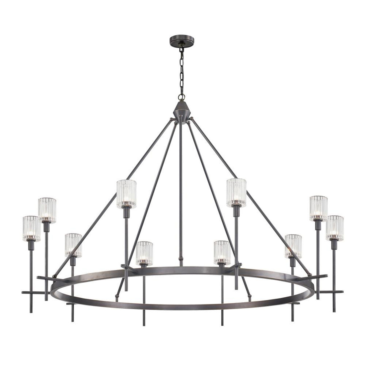 Salita Candelabra Chandelier, 10-Light, Urban Bronze, Ribbed Crystal, 57.75"D (CH314310UBRC 706TNN9)