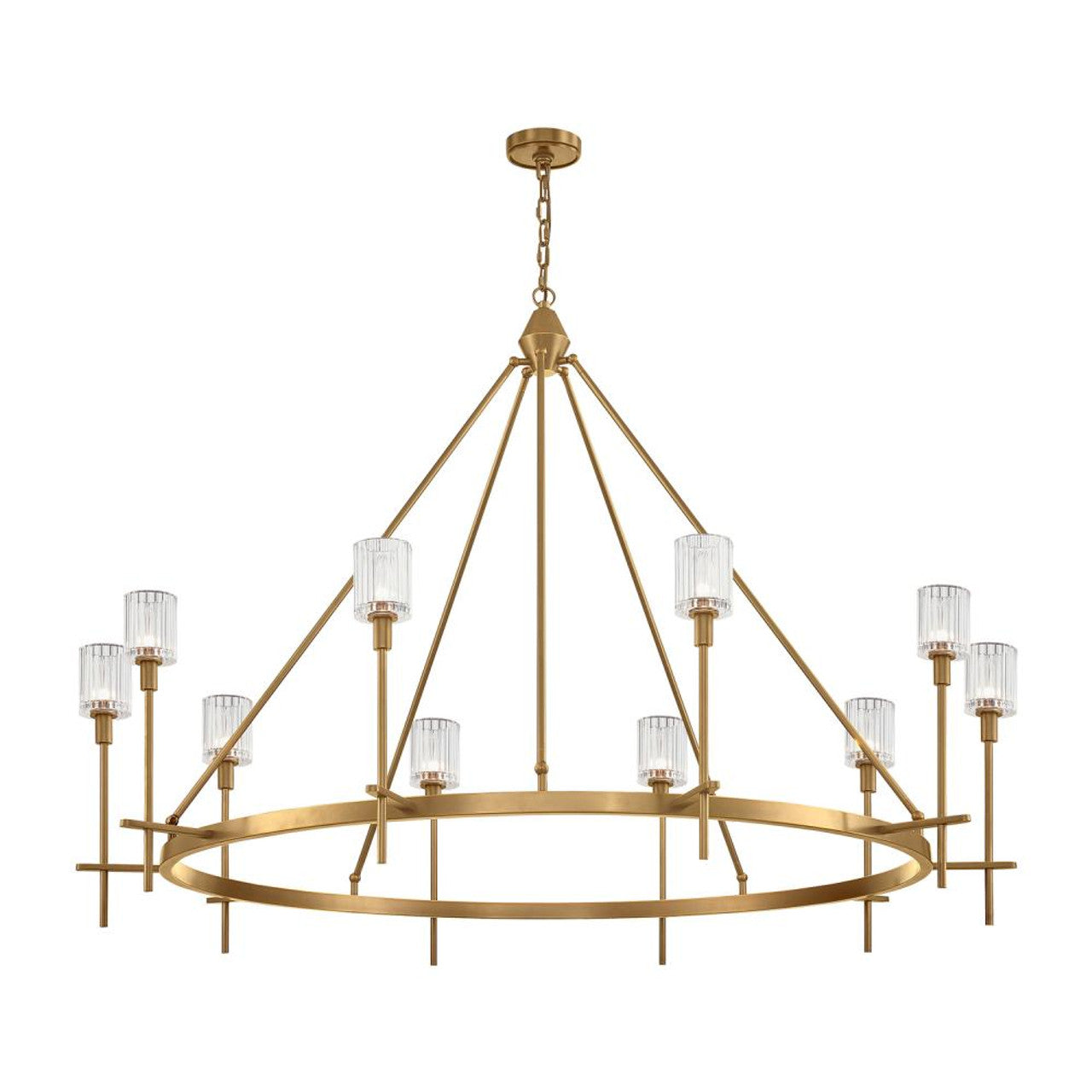 Salita Candelabra Chandelier, 10-Light, Vintage Brass, Ribbed Crystal, 57.75"D (CH314310VBRC 706TNNC)