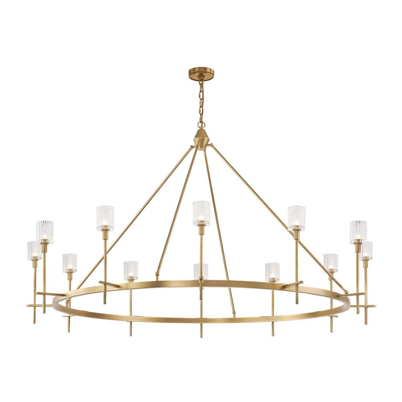 Salita Candelabra Chandelier, 12-Light, Vintage Brass, Ribbed Crystal, 70.25"D (CH314312VBRC 706TNNJ)