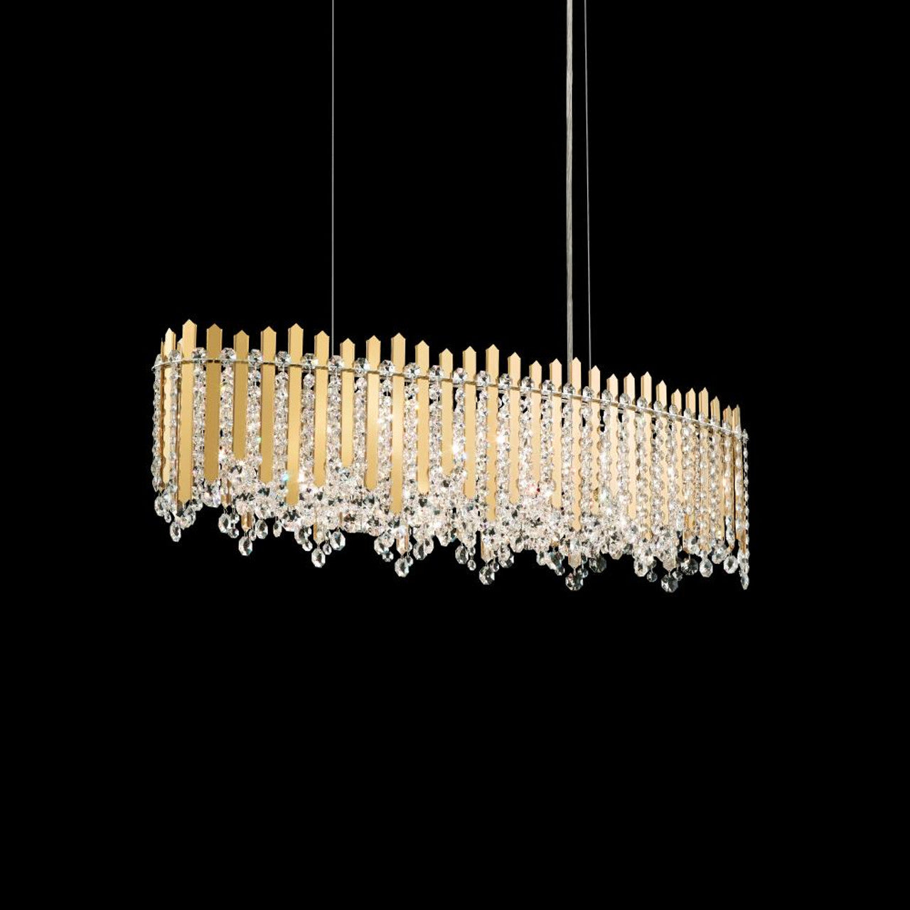 Chatter Linear Chandelier, 12-Light, Gold Mirror, Clear Swarovski Crystal, 36"W (MX8340N-301S 1J5VWR)