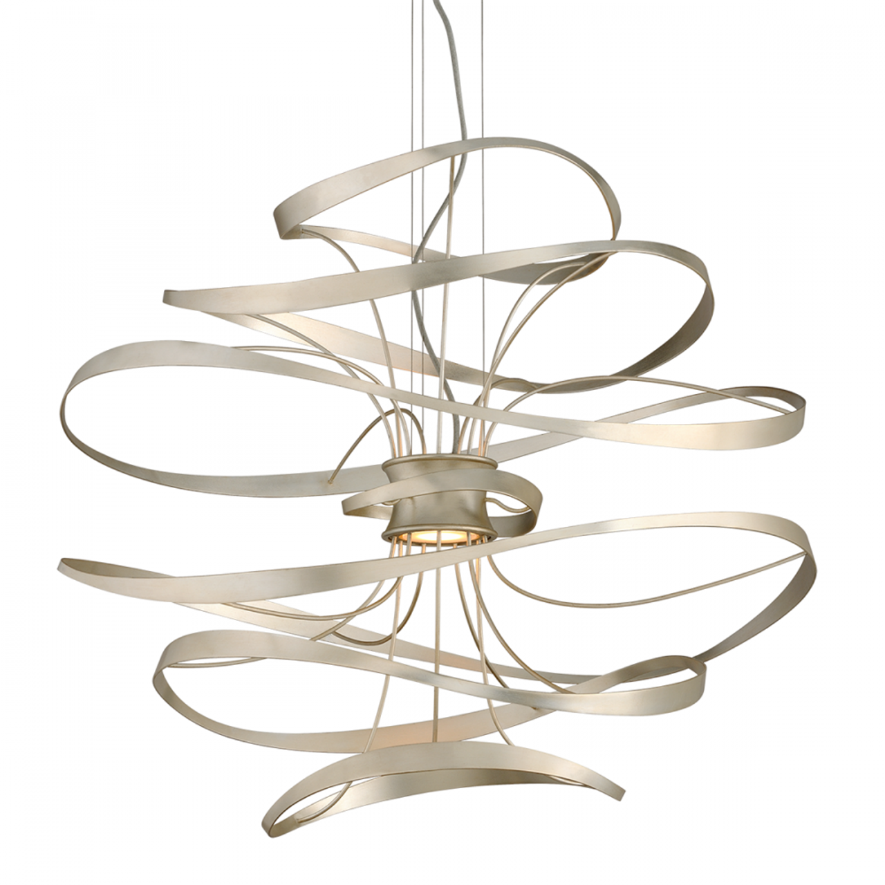 Calligraphy Chandelier, 2-Light, LED, Silver, Stainless Steel, 34"W (213-43-SL/SS CY8Q)