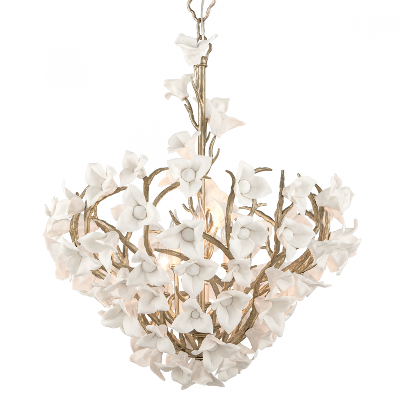 Lily Chandelier, 6-Light, Silver Leaf, 32"H (211-47-SGL CZ7U)