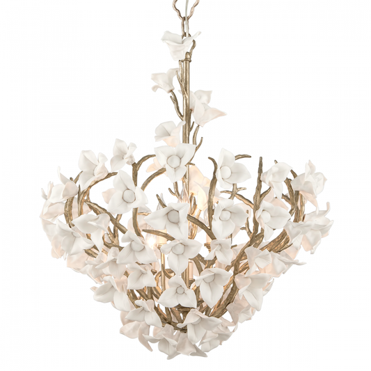 Lily Chandelier, 6-Light, Silver Leaf, 32"H (211-47-SGL CZ7U)