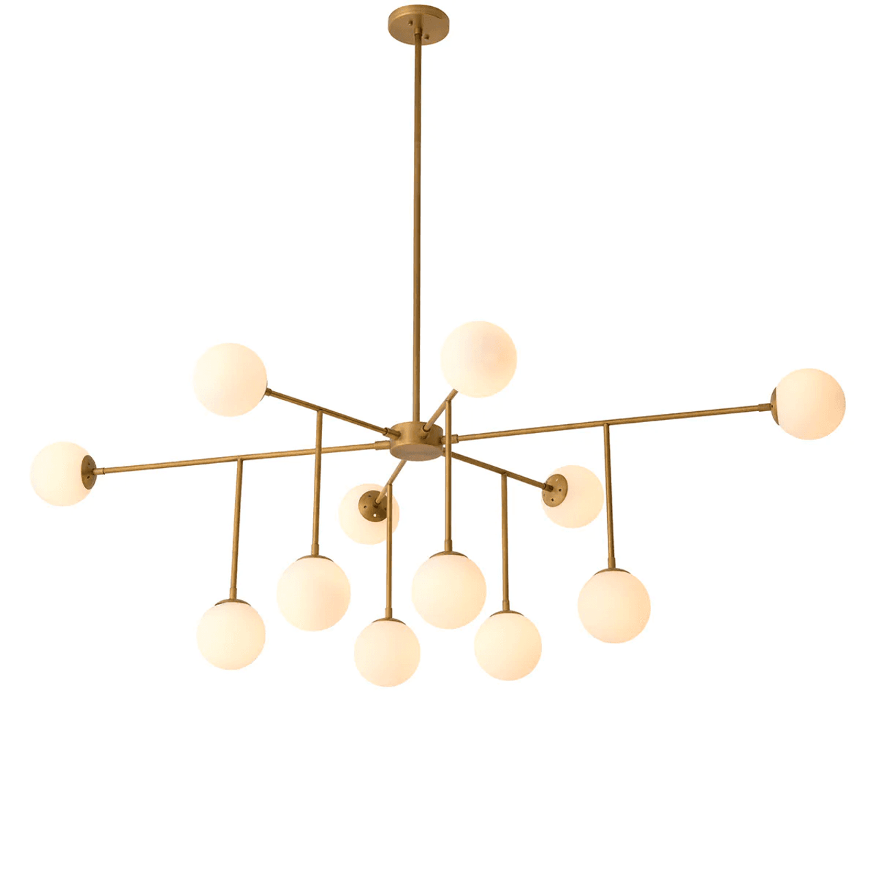 Aram Linear Chandelier, 12-Light, Antique Brass, White Glass, 73.62"W (116282UL YV0J03YU2G)