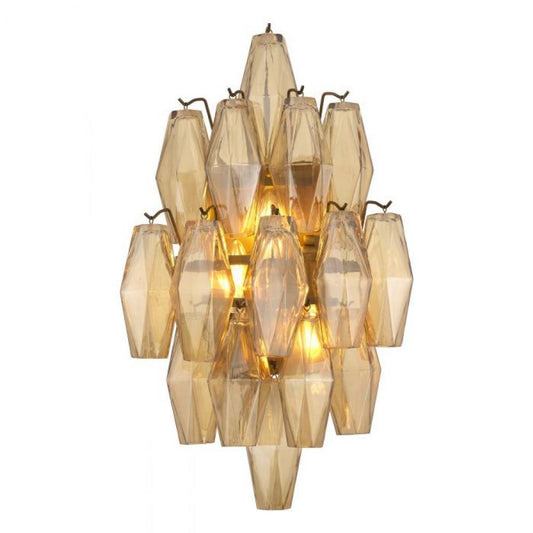 Benini Wall Sconce, 3-Light, Antique Brass, Amber Glass, 12.2"W (115535UL YV0J041YLX)