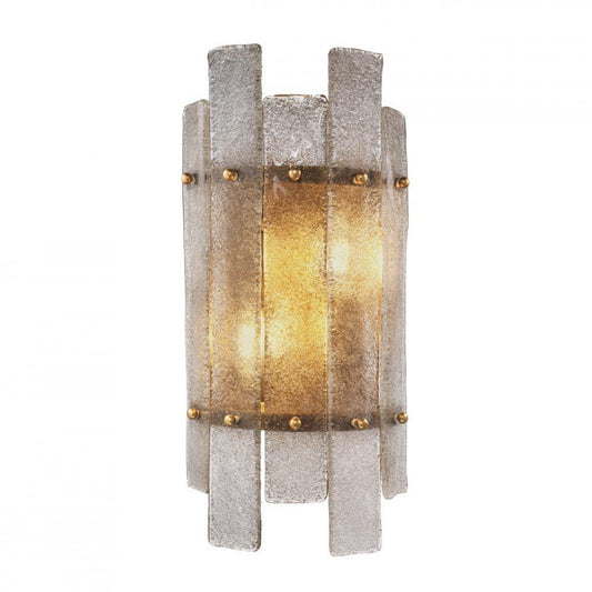 Caprera Wall Sconce, 2-Light, Antique Brass, Frosted Glass, 7.48"W (112655UL YV0J041YM3)