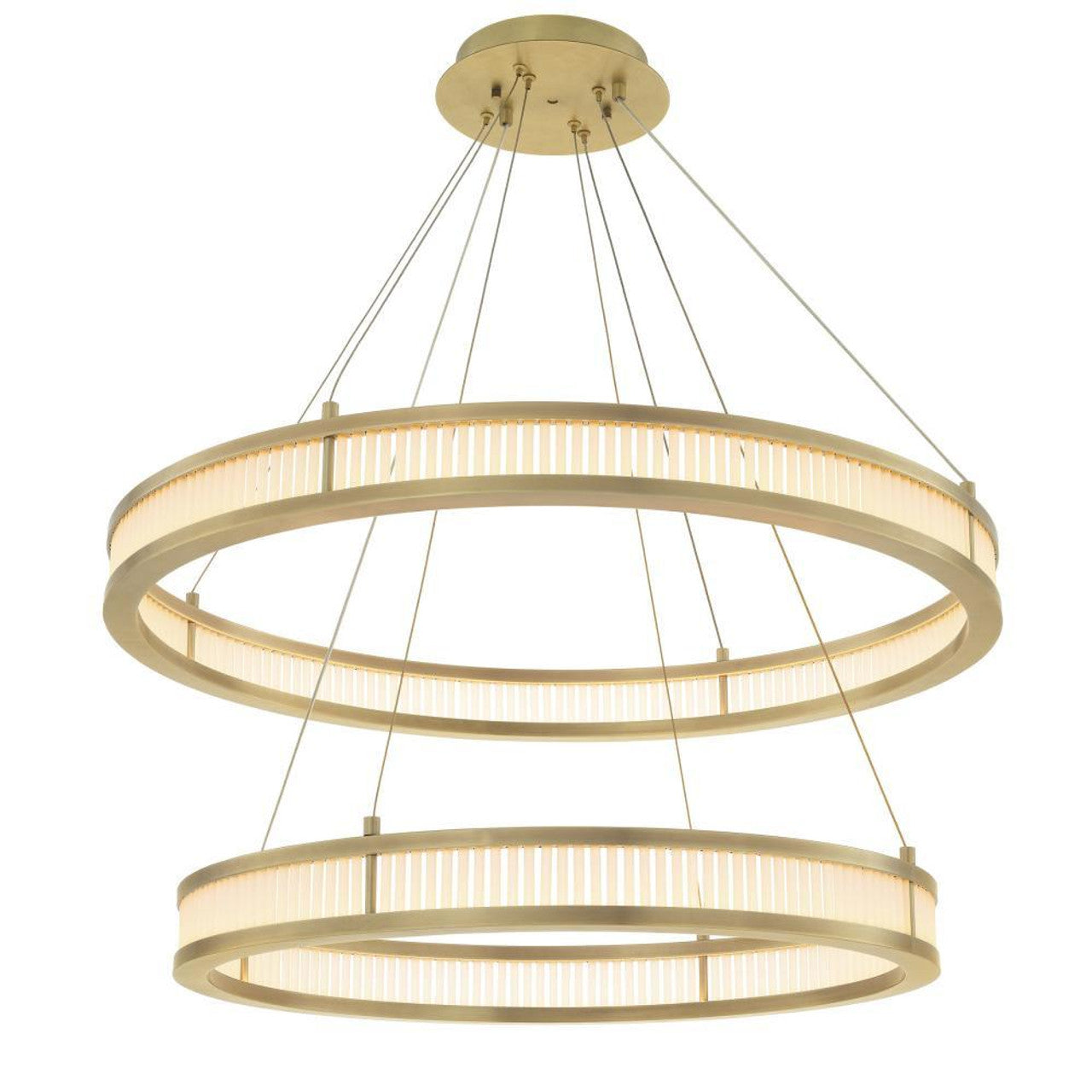 Damien Chandelier, 2-Light, 2-Tier, LED Integrated, Antique Brass, Frosted Glass, 33.46"W (113902UL YV0J03YU34)