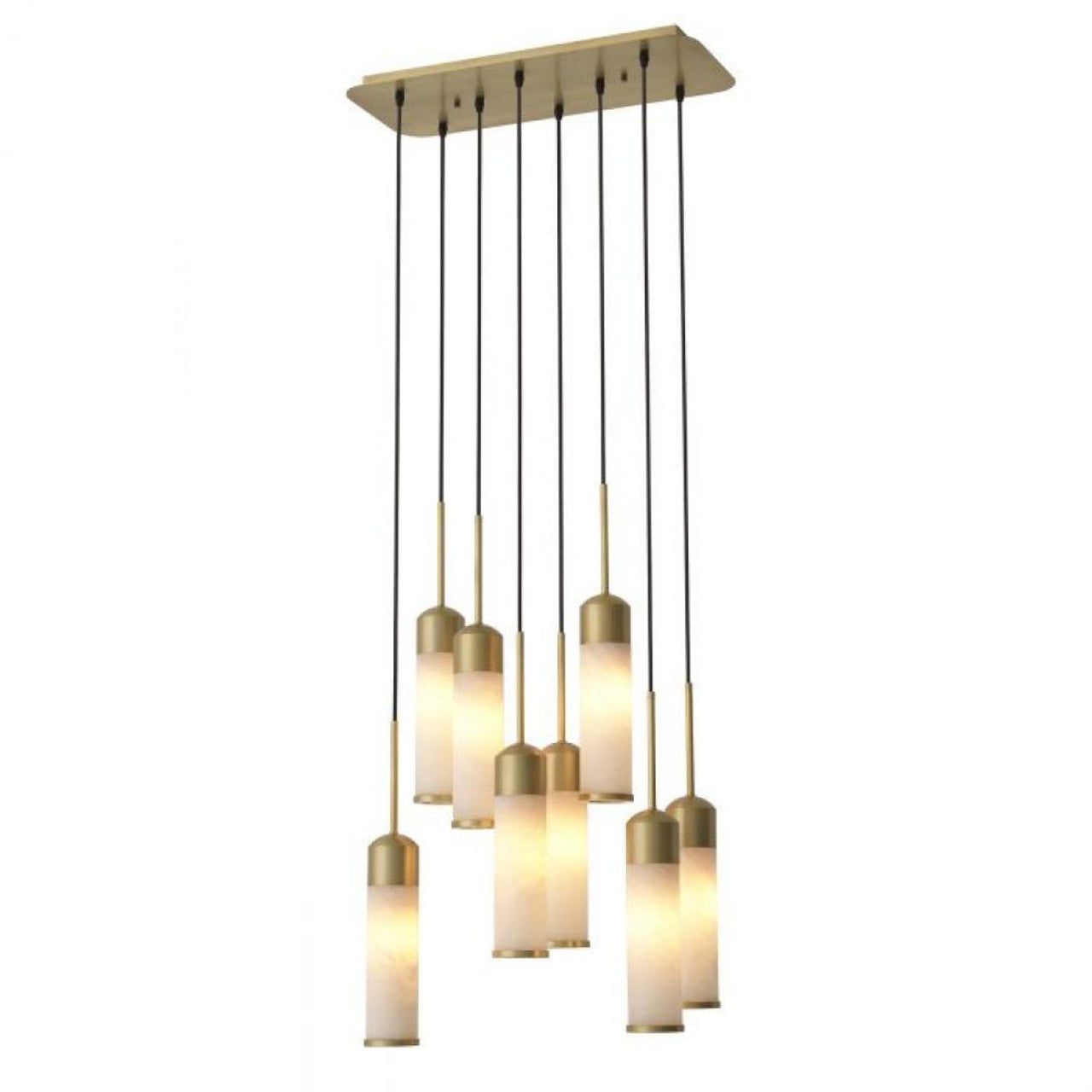 Eos Cascade Pendant, 8-Light, Antique Brass, Alabaster Glass, 24.41"W (115846UL YV0J03YU3A)