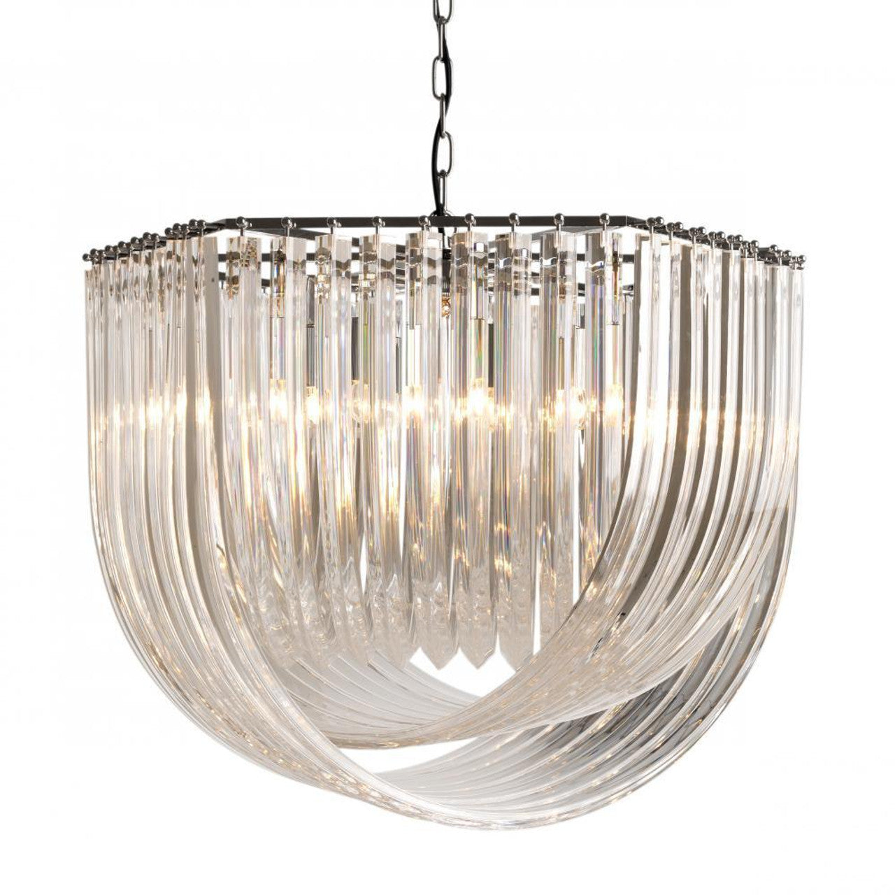 Hyeres Chandelier, 6-Light, Clear Acrylic, Nickel, 26.38"W (109485UL YV0J03YU3L)