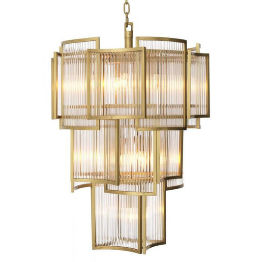 Jet Set Chandelier, 10-Light, Antique Brass, Clear Glass, 22.83"W (115912UL YV0J03YU3Q)