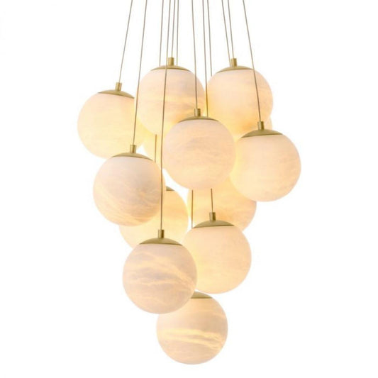 Sphinx Cascade Pendant, 13-Light, Antique Brass, Alabaster Shade, 26.47"W (117368UL YV0J03YV0P)