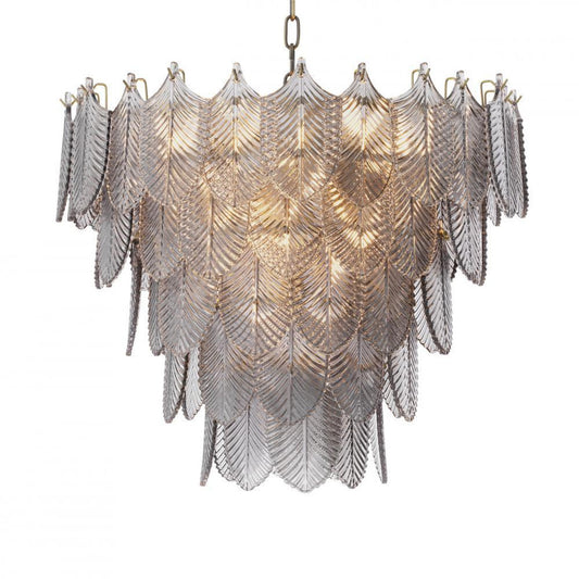 Verbier Chandelier, 10-Light, Small, Smoke Glass, Brushed Brass, 24.41"W (113899UL YV0J03YV14)