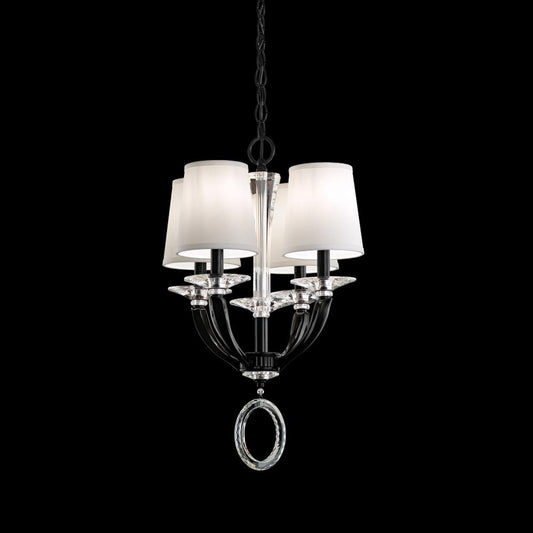 Emilea Pendant, 4-Light, Jet Black, Clear Optic Crystal, Hardback Off White Shade, 16.5"W (MA1004N-55O 1J5UYL)