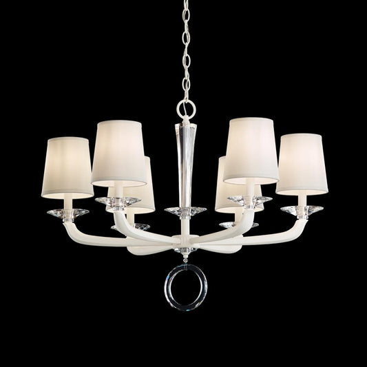 Emilea Chandelier, 6-Light, French Gold, Clear Optic Crystal, Hardback Off White Shade, 30.5"W (MA1006N-26O 1HZWJ0)