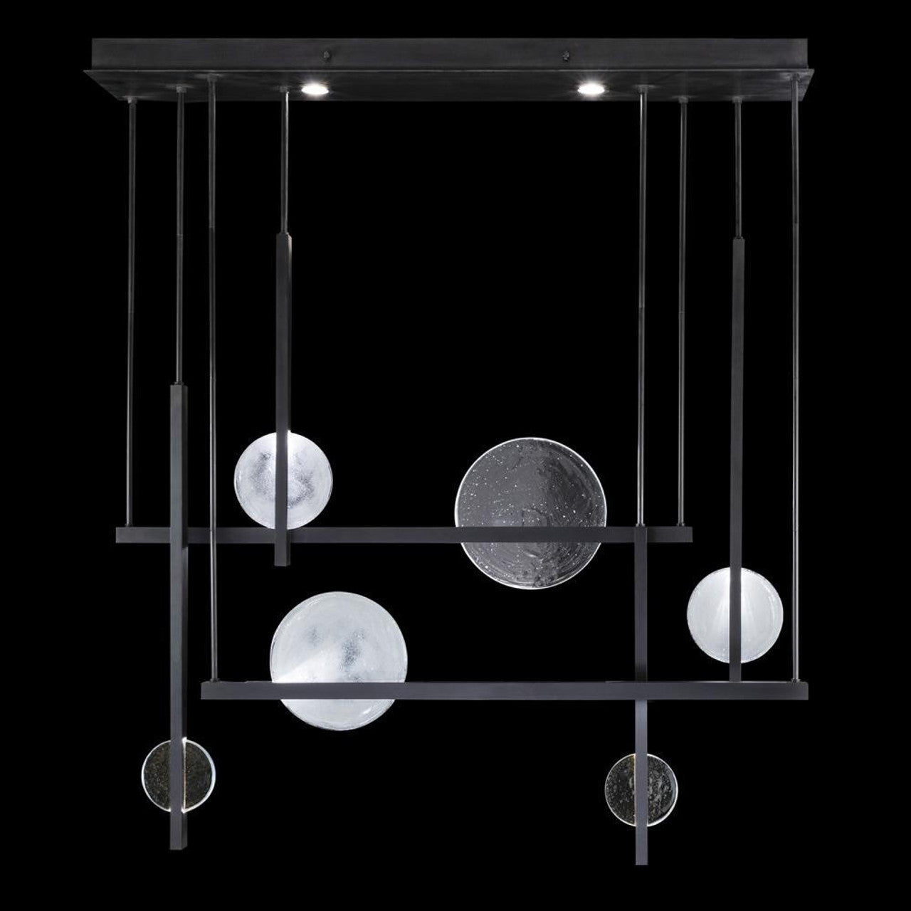 Selene Pendant, 2 /10-Light, LED, Black, Clear & White Glass, 56.5"W (922740-1ST RHQ7)