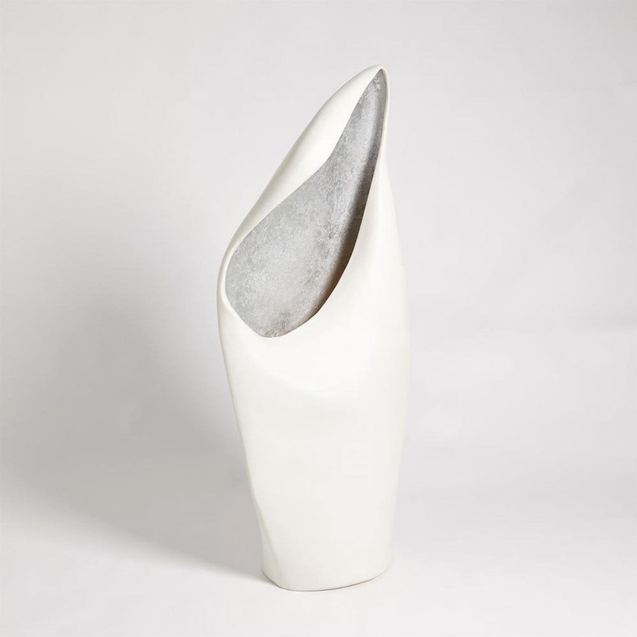 Cowl Large White with Silver Leaf Table Lamp