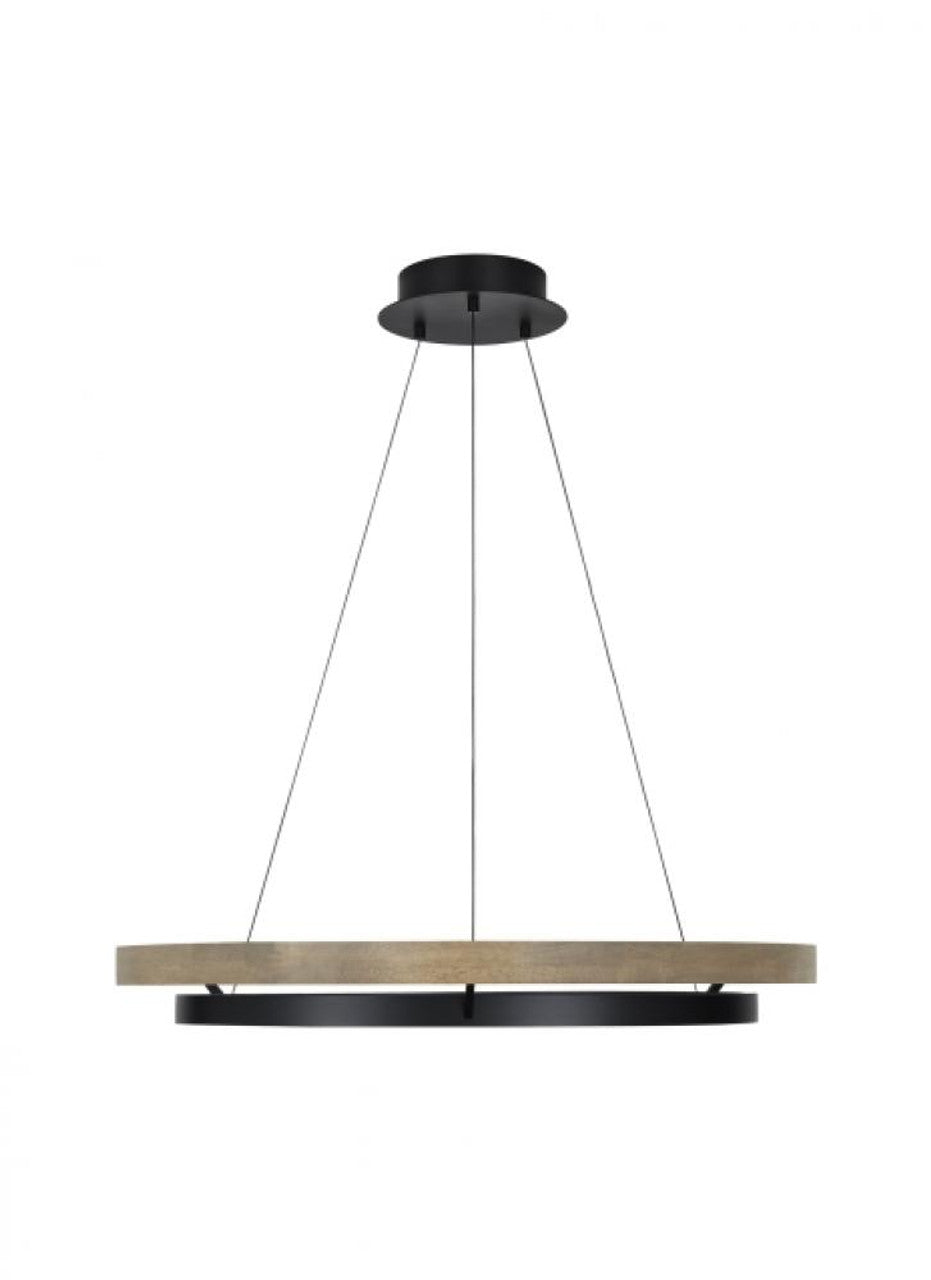 Grace Chandelier, 1-Light, LED, Matte Black, Weathered Oak Wood, 35.8"W (700GRC36BW-LED935 70PKE9E)