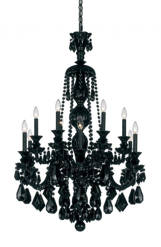 Hamilton Chandelier, 12-Light, Jet Black, Jet Black Heritage Crystal, 30"W (5708BK YGPC9)